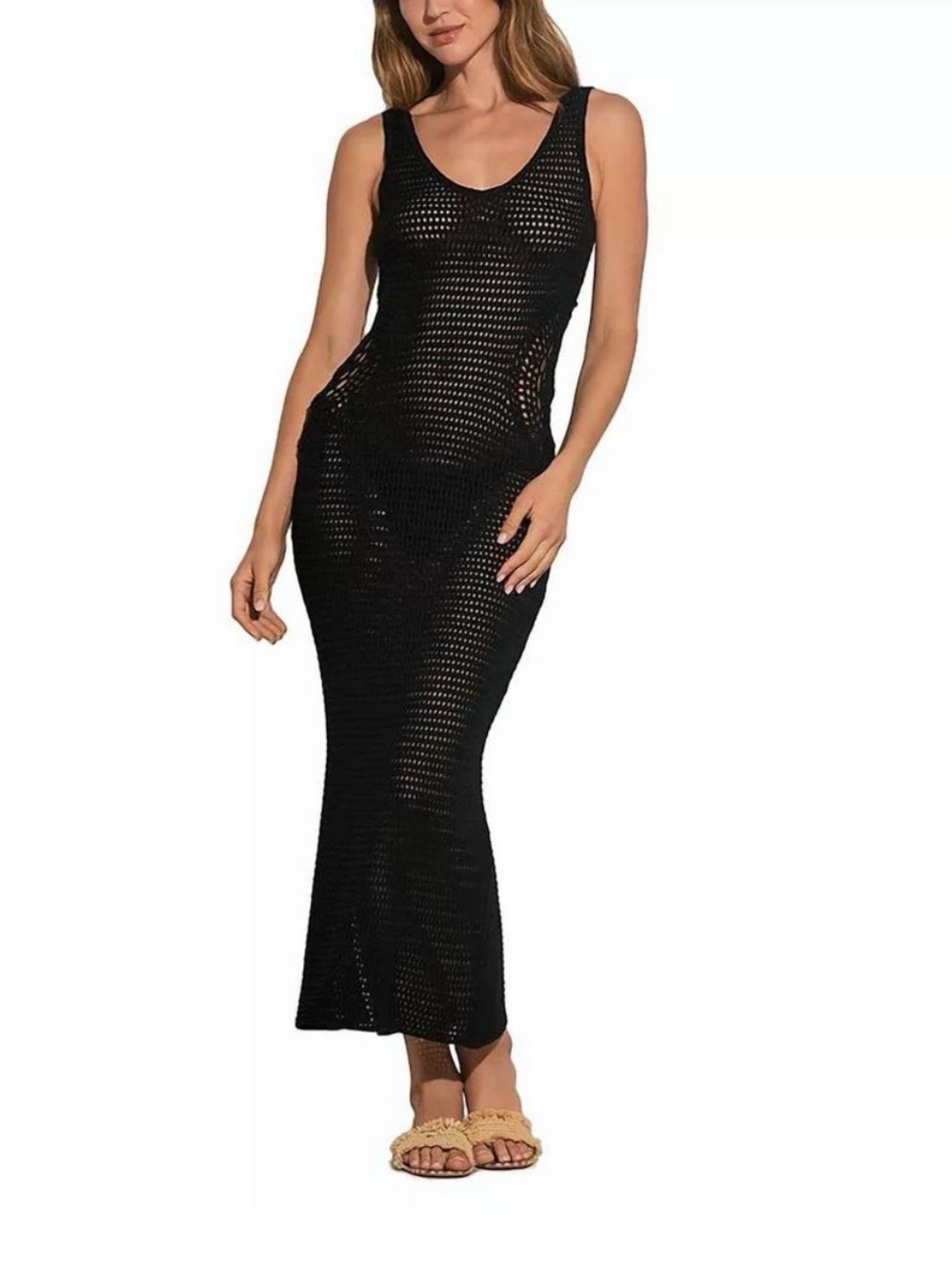 Elan Black Crochet Maxi Swim Cover-Up - Picture 2 of 3